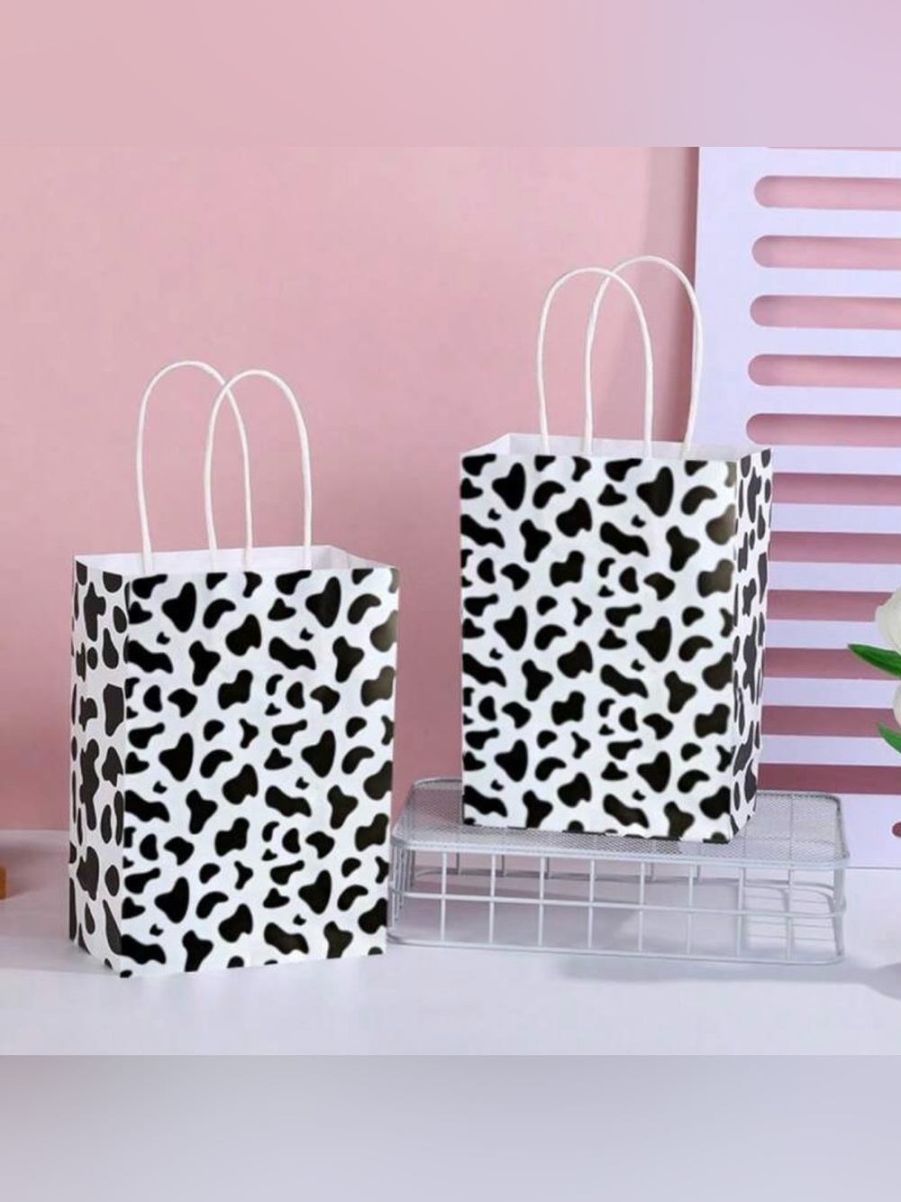 Black and White Cow Print Part Gift Bags